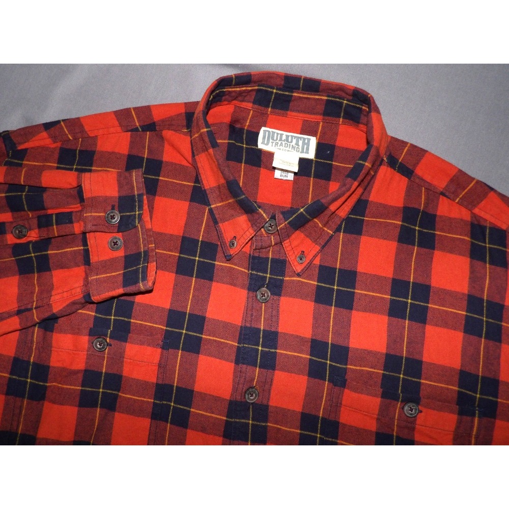 Duluth Trading Co. Long Sleeved Plaid Flannel Outdoor Button Up Shirt Men's 3XL